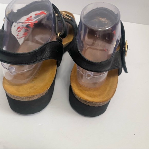 Naot Aubrey Sandals Womens 42 / 11 Black Leather Wedge Ankle Strap Chain Casual - Picture 7 of 9